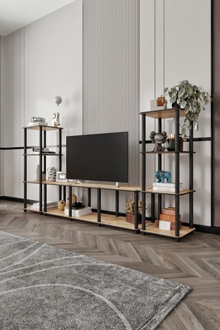 Comoda TV, Hanah Home, Grand, 188x106x34 cm, MDF , Stejar