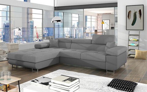 Coltar extensibil stanga 4 locuri ELTAP, Armd-54, Armando, 289x203x85 cm, lemn/poliester, gri deschis/gri