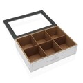 Cutie pentru ceai cu 6 compartimente Adele, Versa, 24 x 17 x 7 cm, lemn