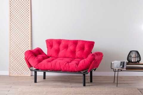 Canapea extensibilă cu 2 locuri, futon, 859ftn1244, metal, fucsia