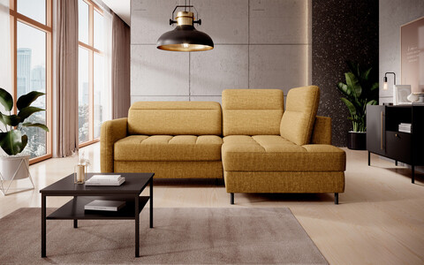 Coltar extensibil dreapta 3 locuri ELTAP, RT-45MAN, Barea, 208x160x100 cm, lemn/poliester, mustar