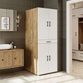 Dulap masina de spalat, Hanah Home, 2580, 70x185.3x67 cm, PAL MELAMINAT, Pin Atlantic / Alb