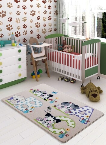 Covor Abc – Light Beige, Confetti, 133×190 cm, poliamida, multicolor