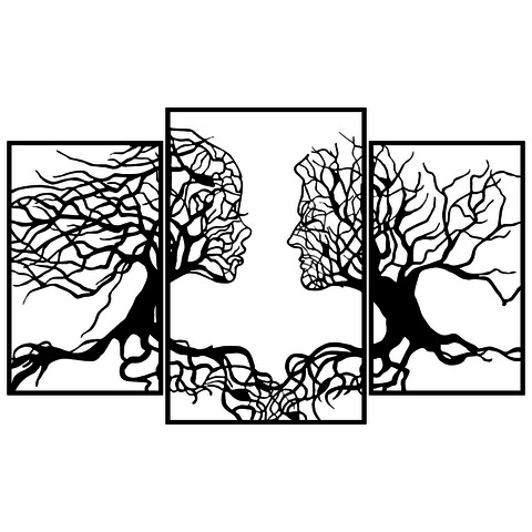 Decoratiune de perete, Love Tree, Tanelorn, 116×71 cm, metal 116x71