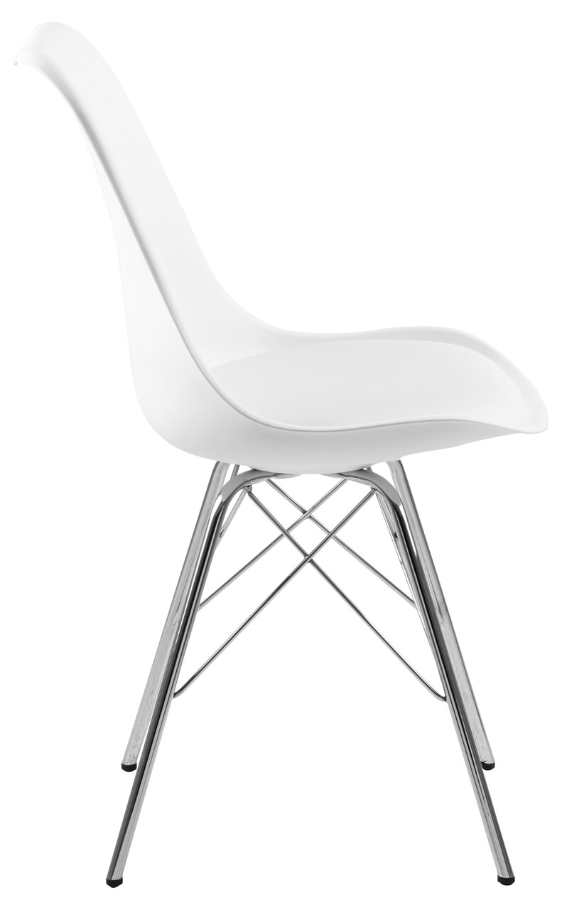 Scaun Eris, Actona, 48.5x54x85.5 cm, piele ecologica/otel, alb/crom - view 9