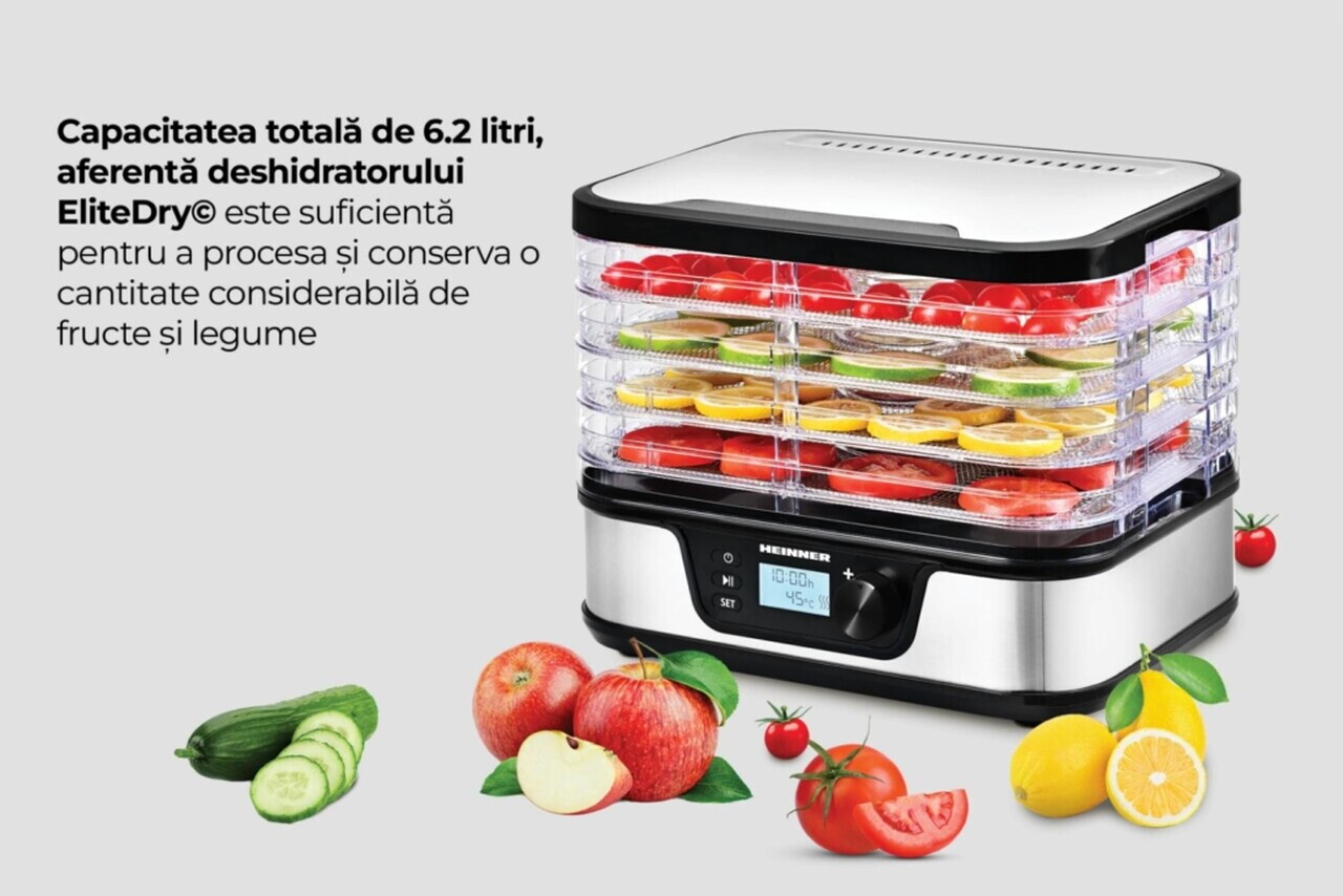 Deshidrator fructe si legume EliteDry, Heinner, 320-380W, argintiu/negru - view 9