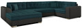 Coltar extensibil stanga 5 locuri ELTAP, Damario, 338x189x78 cm, lemn/poliester, verde inchis/gri inchis