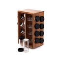 Set 16 recipiente pentru condimente si suport, Lenne, Homla, 17x12x28 cm, lemn/sticla, natur