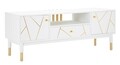 Comoda TV Luxy, Mauro Ferretti, 140x50x55 cm, lemn de pin, alb/auriu