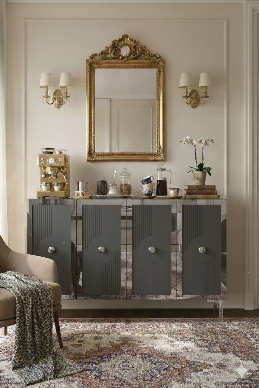 Consola, Hanah Home, Pega 120, 120x79x32 cm, Antracit / Argintiu - view 3