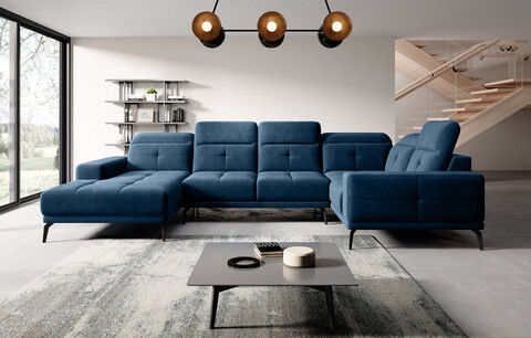 Coltar dreapta 6 locuri ELTAP, RT-40LU, Neviro, 350x201x77 cm, lemn/poliester, albastru inchis