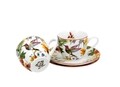 Set 2 cesti cu farfurioara, DUO, Linnea, 90 ml, portelan, multicolor