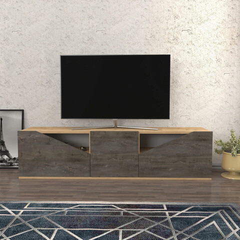 Comoda TV, Retricy, Carson, 160×35.3×40 cm, PAL, Stejar / Wenge 160x35.3x40