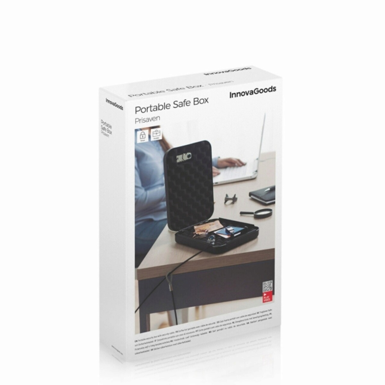 Seif portabil cu cablu de securitate Prisaven, InnovaGoods, 24.5 x 16.5 x 5.5 cm