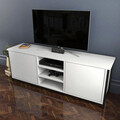 Comoda TV, Retricy, Otis, 140x35.3x50.8 cm, PAL, Alb/Negru