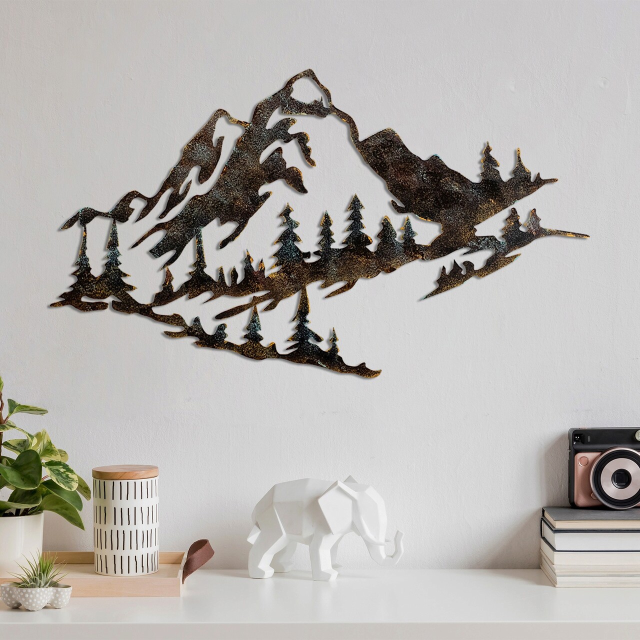 Decoratiune de perete, Mountain, Metal, 70 x 40 cm, Multicolor