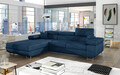 Coltar extensibil stanga 4 locuri ELTAP, Armd-64, Armando, 289x203x85 cm, lemn/poliester, albastru inchis