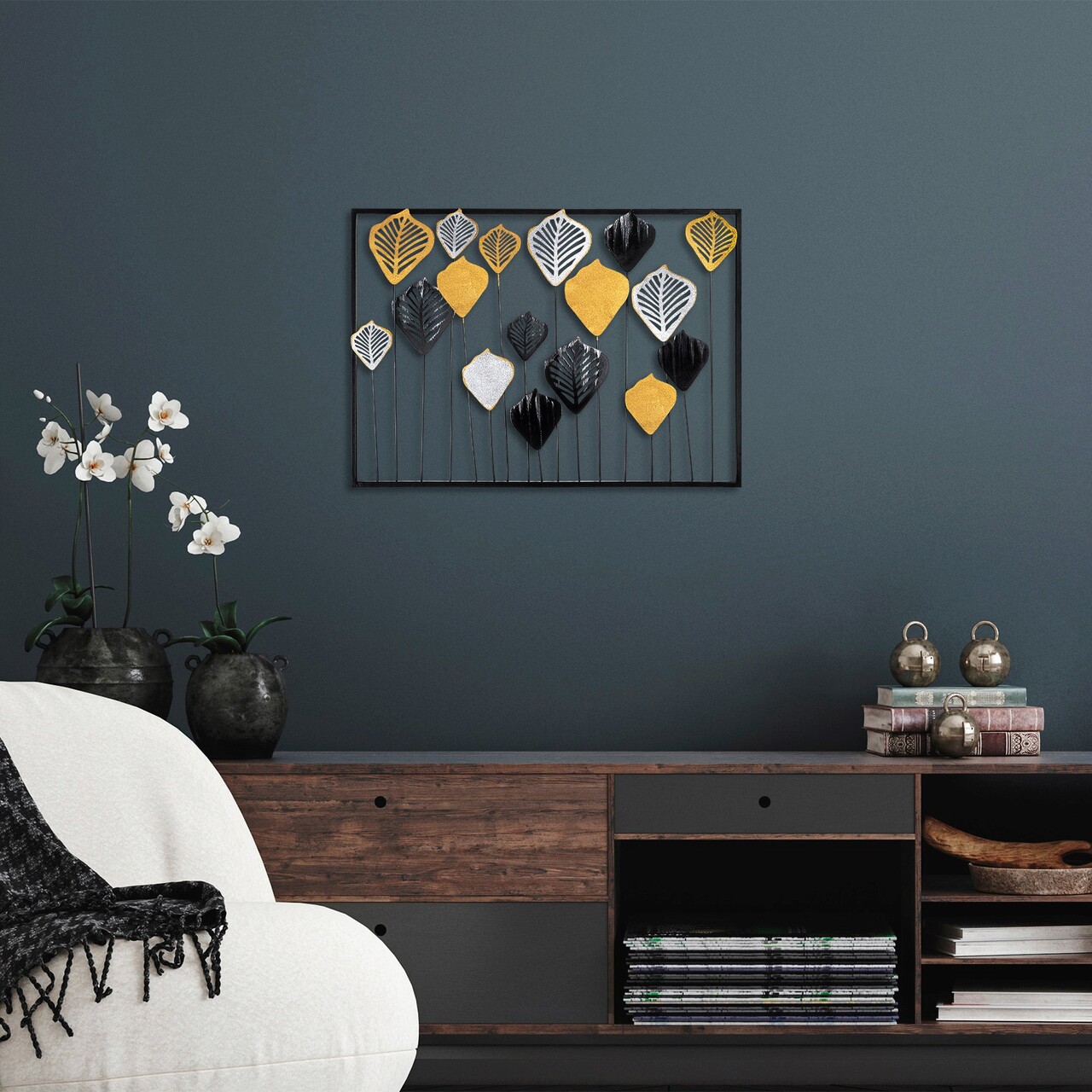 Decoratiune de perete, Hornbeam, Metal, Dimensiune: 70 x 50 cm, Multicolor - 1 | YEO