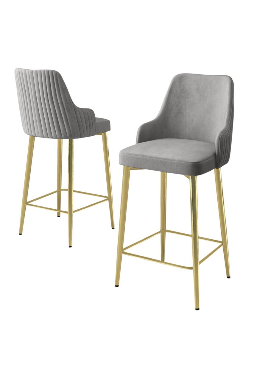 Set scaune de bar 6 piese, Hanah Home, Tera, Gri / Auriu — imaginea 2