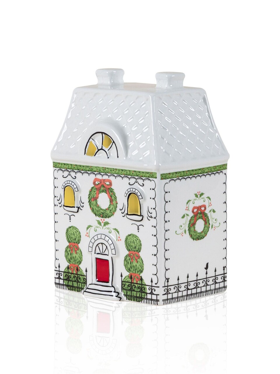 Decoratiune, SUS0232, 10x7x15 cm, Ceramica, Rosu/Alb