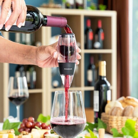 Decantor vin cu filtru, suport si husa wineir, innovagoods, 15x5.5x7 cm
