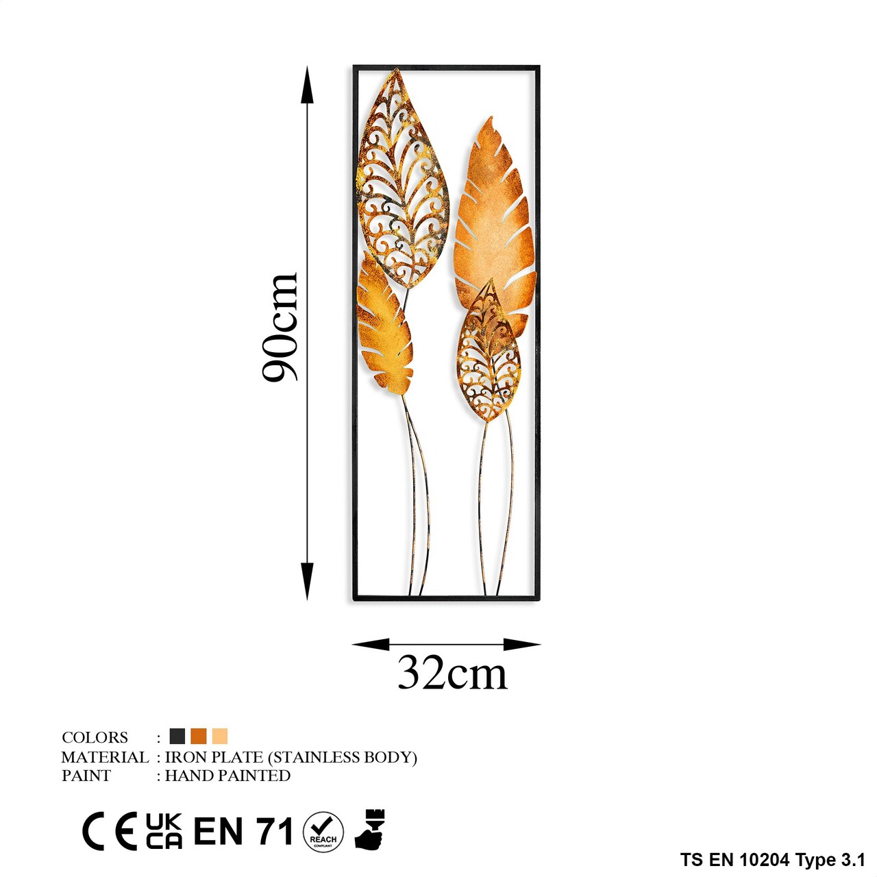 Decoratiune de perete, Nezgep 2, Metal, Dimensiune: 32 x 90 cm, Multicolor