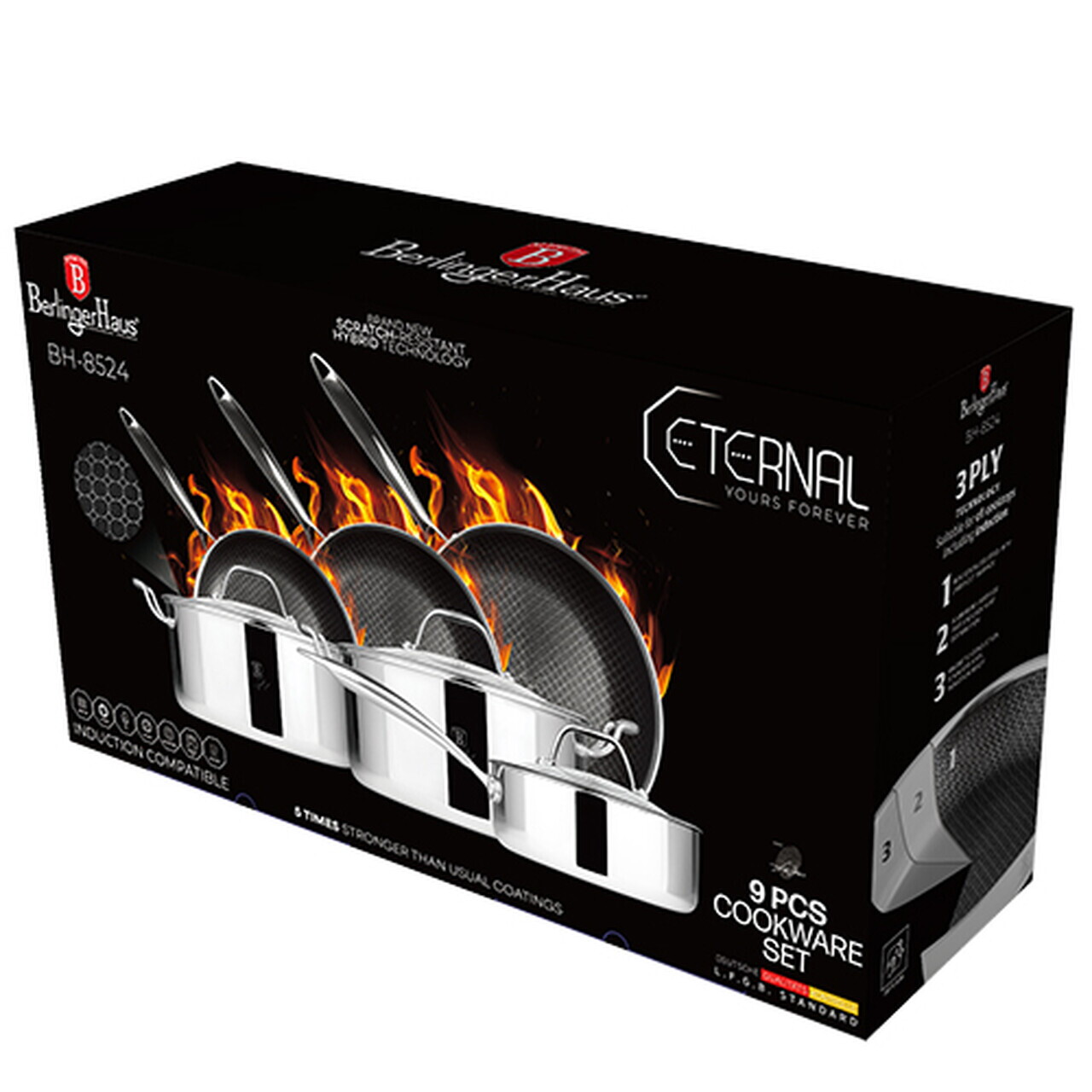 Set pentru gatit Berlinger Haus, Eternal, 9 piese, inox, argintiu - imagine 12