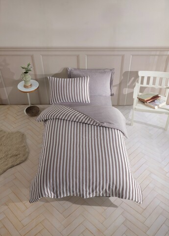 Lenjerie de pat pentru o persoana, Road Potlu - Brown, EnLora Home, 70% bumbac/30% poliester