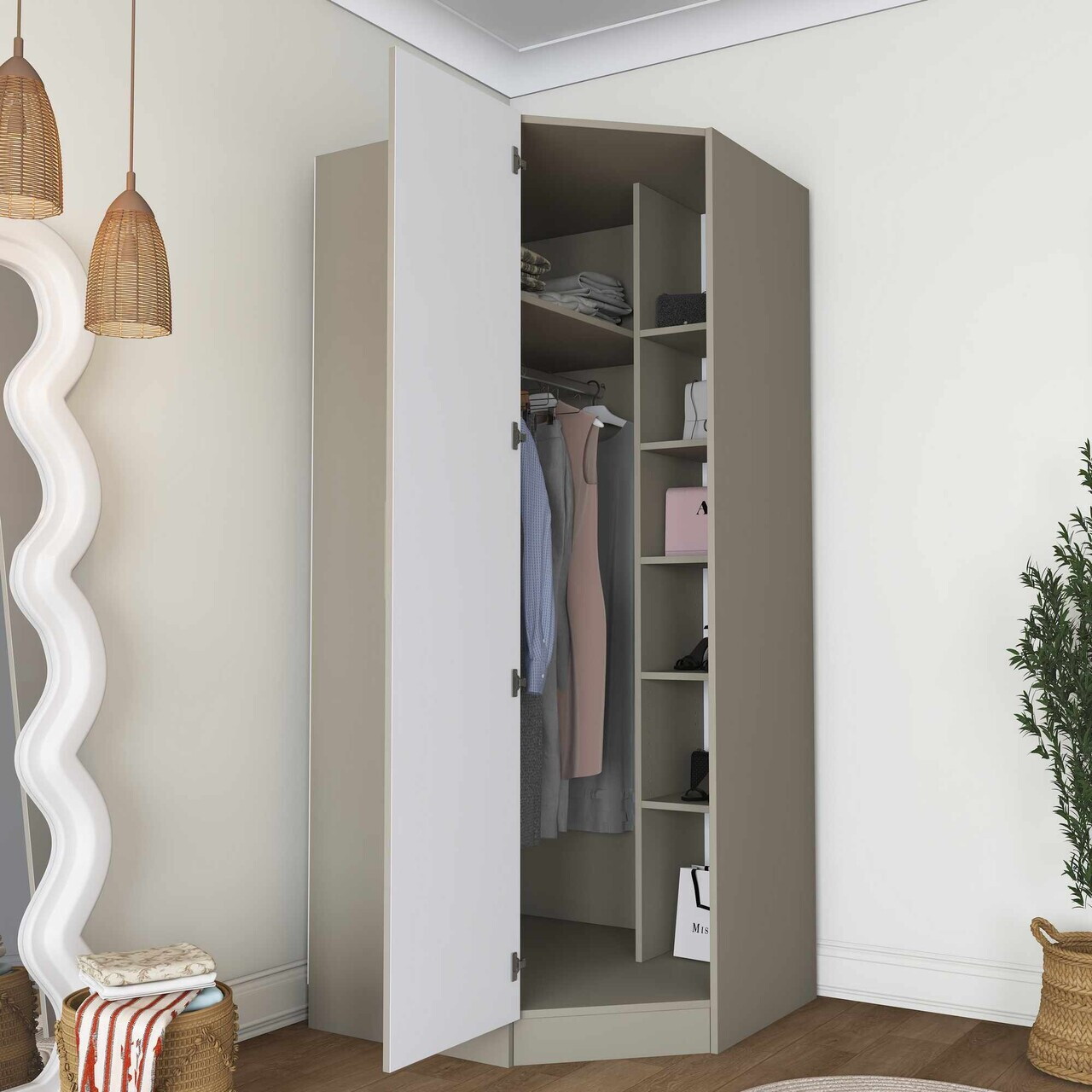 Dulap pentru haine, Hanah Home, BA311, 91x210x57.5 cm, Gresie — imaginea 2