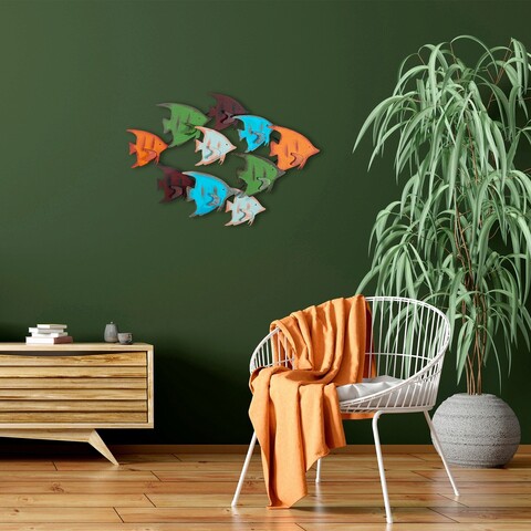 Decoratiune de perete, melek, metal, dimensiune: 83 x 58 x 8 cm, multicolor