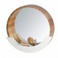 Oglinda de perete cu spatiu de depozitare, Wenko Finja, 38 x 39 cm, bambus/MDF, natur/alb