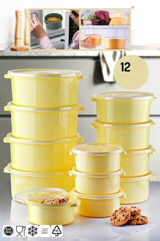 Set recipiente depozitare, Hermia, 639OKK1241, Dimensiune: Diametru: 18 x 7,5 cm / 1000 ml (4 bucăți), Galben