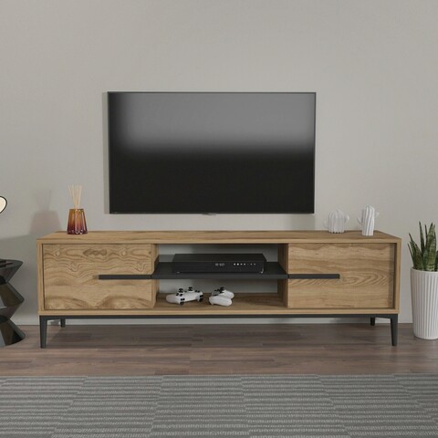 Comoda tv, zena home, eslem, 120x43.6x29.6 cm, pal, stejar / negru