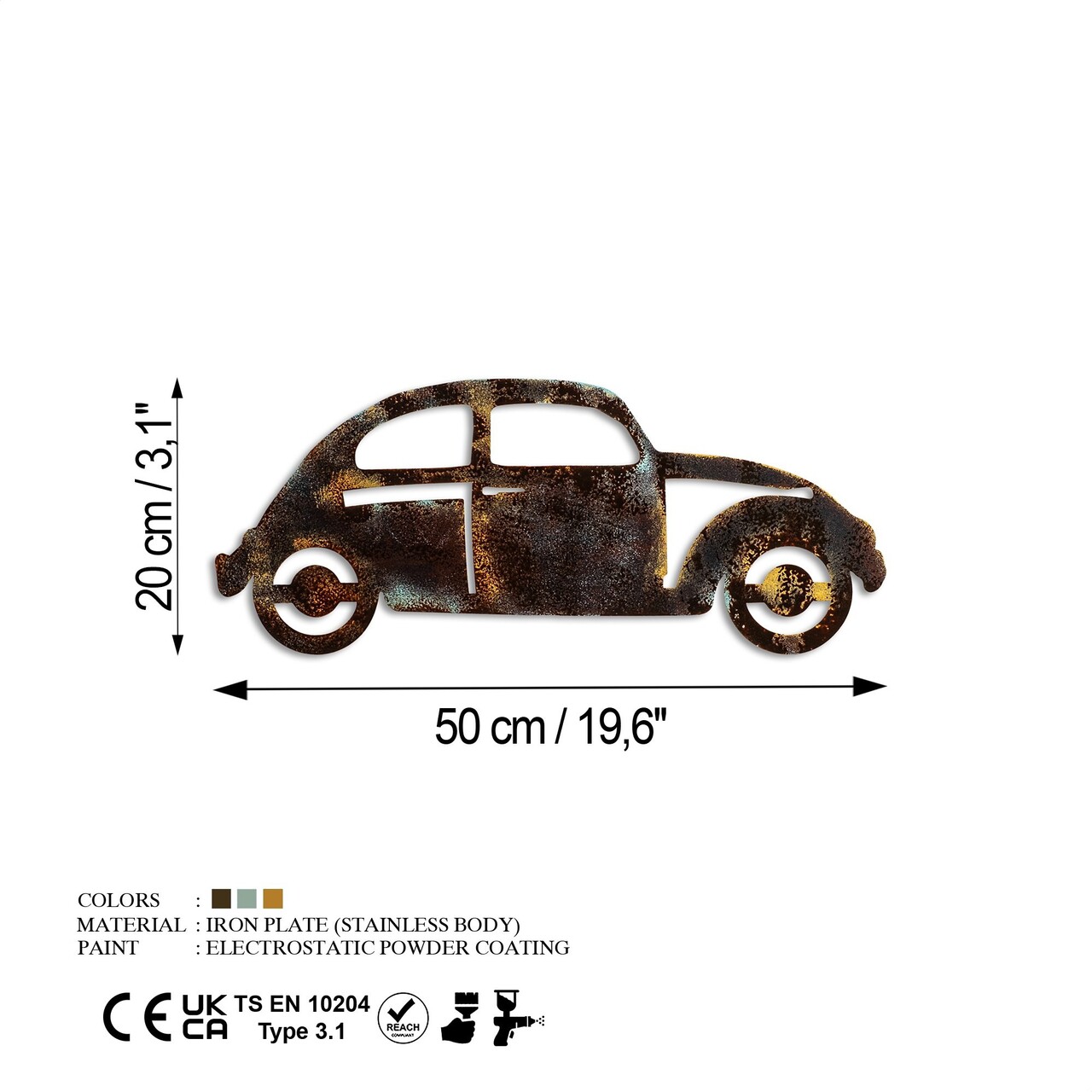 Decoratiune de perete, Car 18, Lățime: 50 cm Înălțime: 20 cm Adâncime: 1,5 cm, Multicolor - view 7