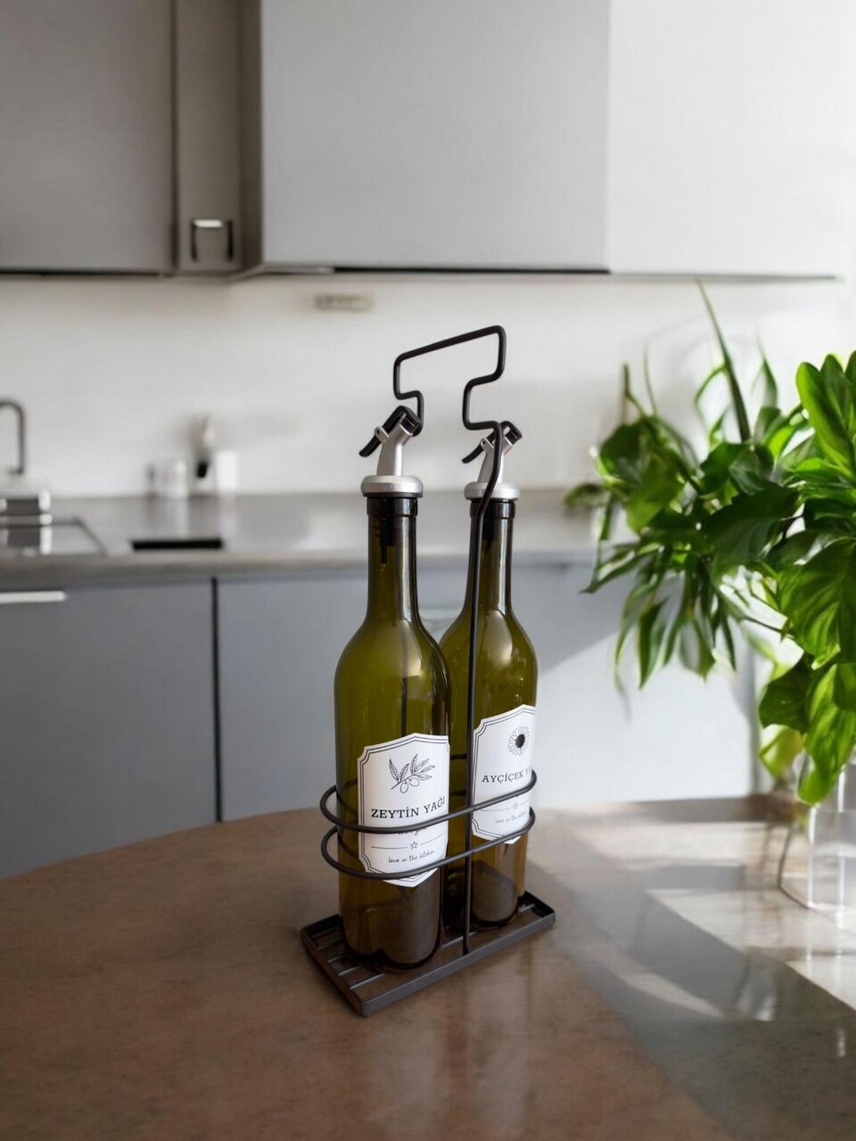 Set sticle dispenser ulei si otet, Hermia, 435SLW1106, Dimensiuni suport: 9 x 17 x 40 cm (1 bucată), Negru - imagine 5