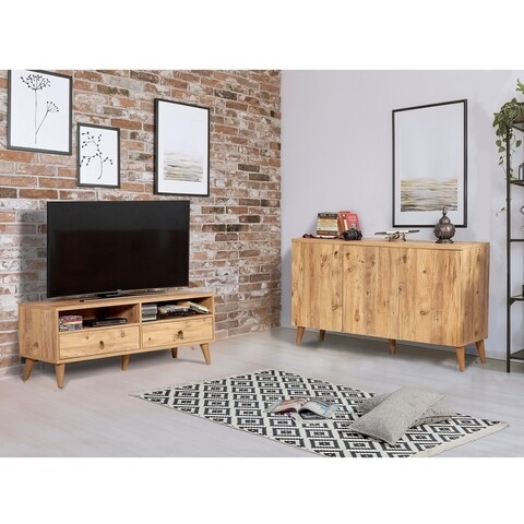 Set mobilier living 2 piese, comoda si comoda tv, motto 2-200, vella, atlantic pine