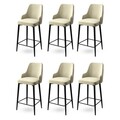 Set scaune de bar 6 piese, Charlotte, Enox, Metal, Crem/Negru