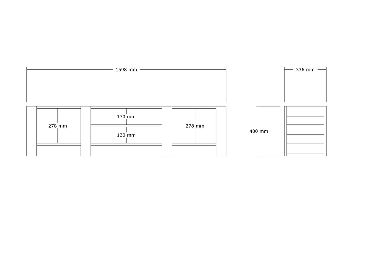 Comoda TV, Puqa Design, Technic, 159.8x40x33.6 cm, PAL, Maro
