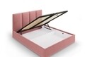 Pat tapitat cu somiera rabatabila si lada depozitare, Juniper, Mazzini Sofas, 208x170x104 cm, catifea, roz