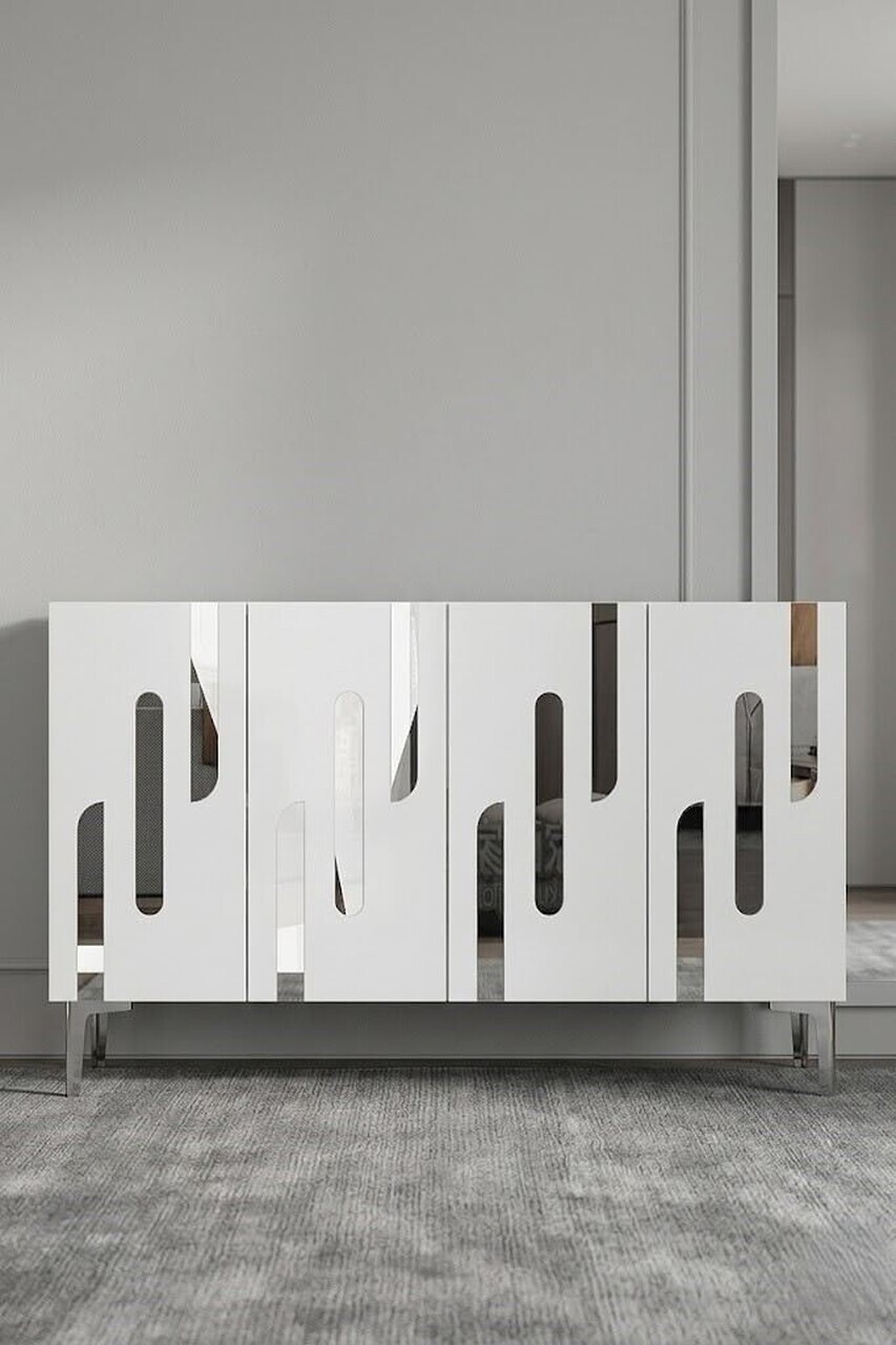 Consola, Hanah Home, Ece 120, 120x75x32 cm, Alb / Argintiu — imaginea 4
