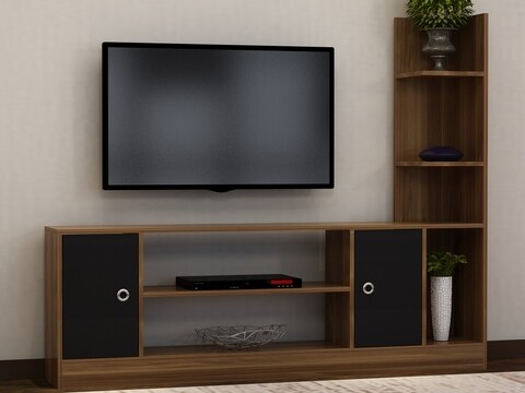Comoda tv toprak, gauge concept, 181x30x150 cm, pal, aluna/negru