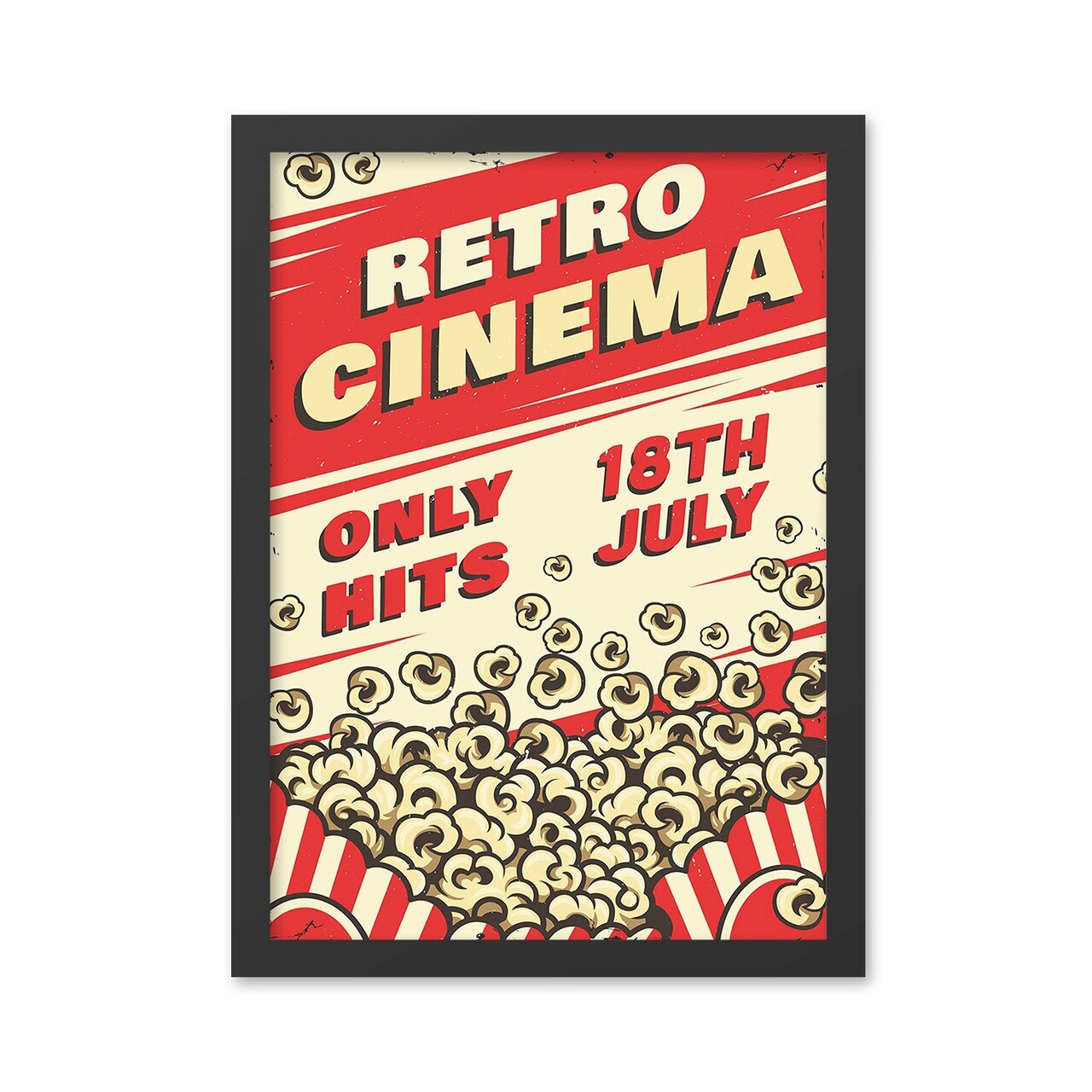 Tablou decorativ, Retro Cinema (40 x 55), MDF , Polistiren, Crem / Roșu - 1 | YEO
