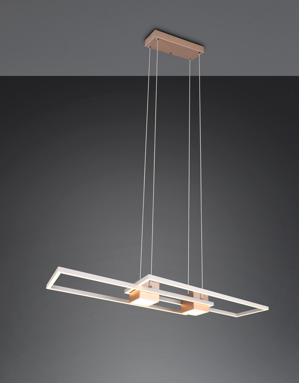 Lustra Albany, TRIO, 100x28x150 cm, 37W, 1x SMD, aluminiu, maro/alb
