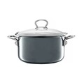 Oala emailata cu capac Optimum, Emalia Olkusz, 3.6 L, otel carbon, gri