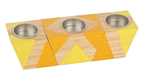 Suport pentru 3 lumanari, bizzotto, block, 22 x 6 cm, lemn, multicolor
