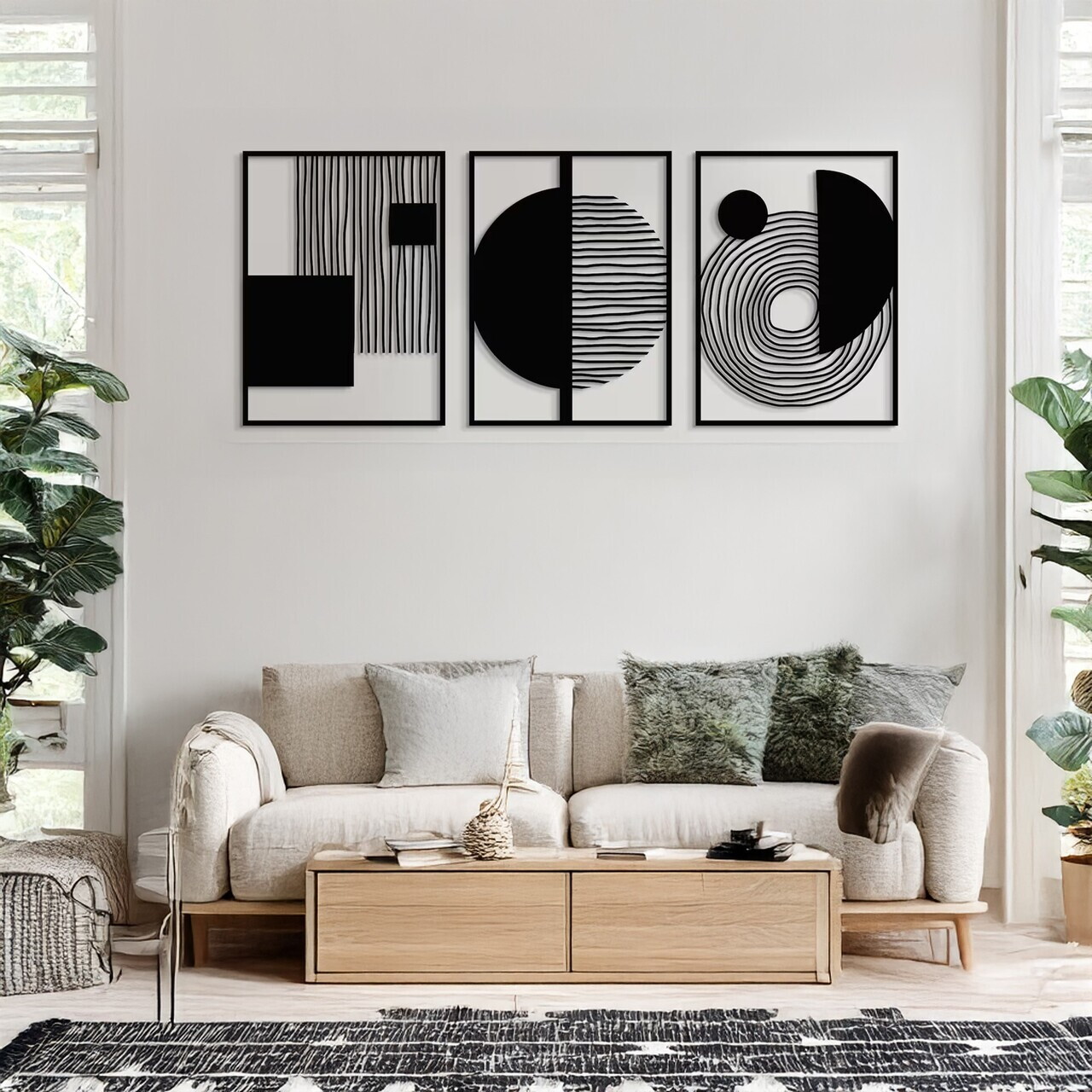 Set de accesorii decorative de perete din metal, DCV-1106-MT, Dimensiune: 37 x 50 cm (3 bucăți), Negru — imaginea 3