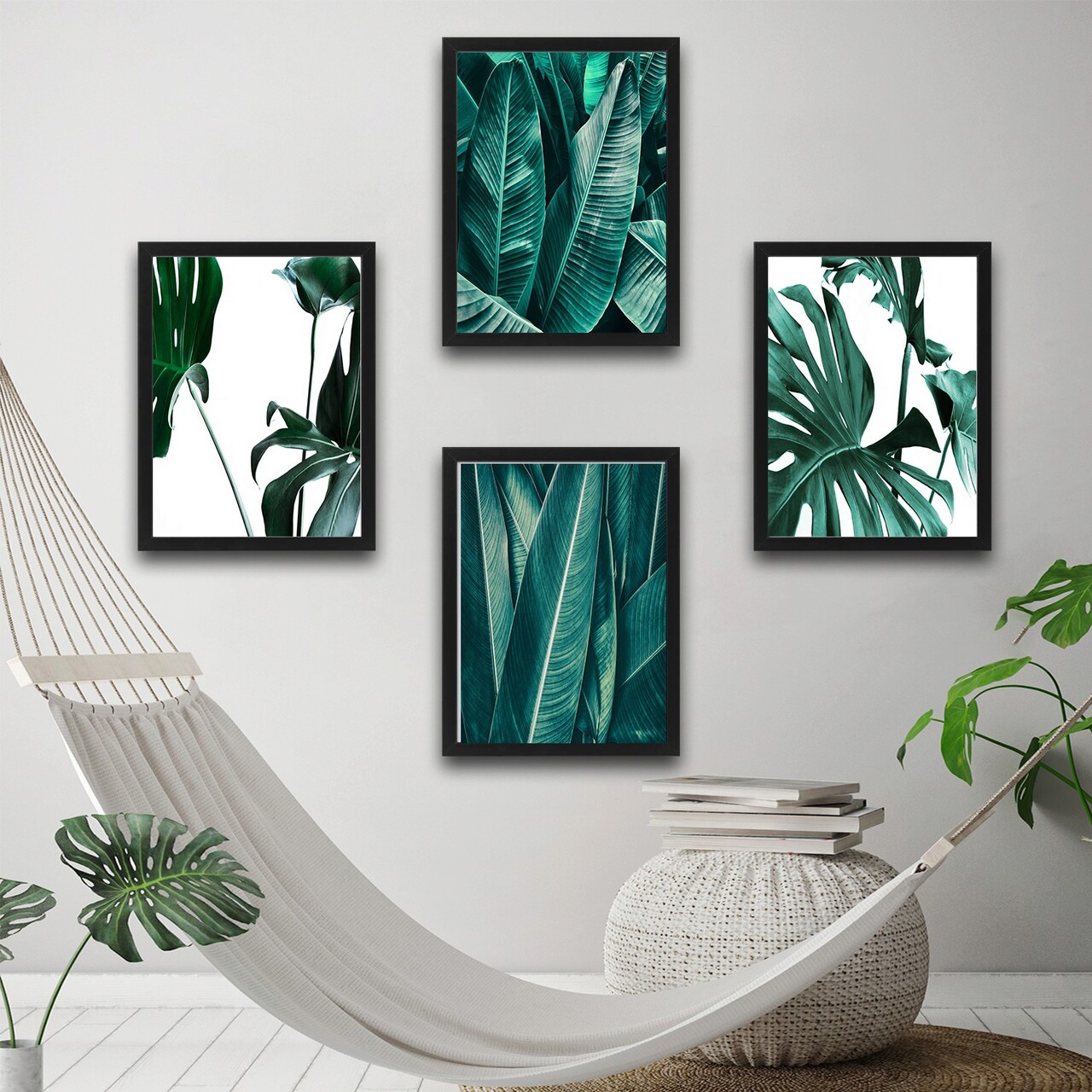 Set 4 tablouri decorative, Leaf Set, PAL, Hartie, Multicolor
