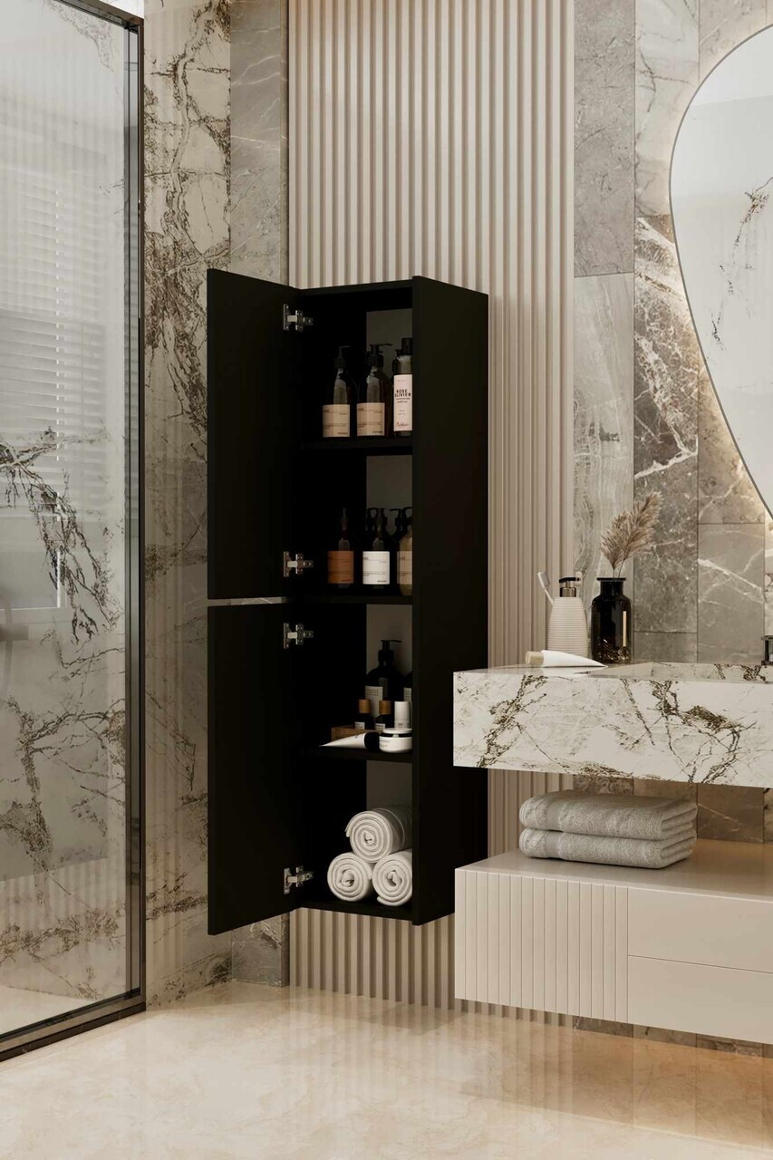Dulap de baie, Hanah Home, Capella, 34x138x32 cm, MDF, Negru - view 3