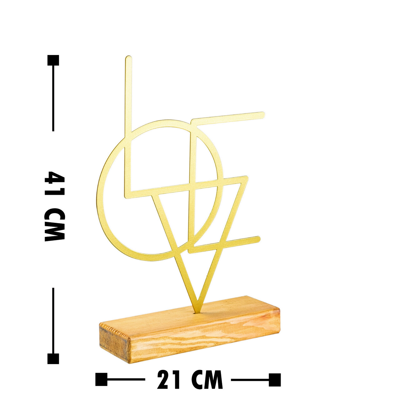 Decoratiune, Geometric, 21x41x4 cm, Metal, Auriu