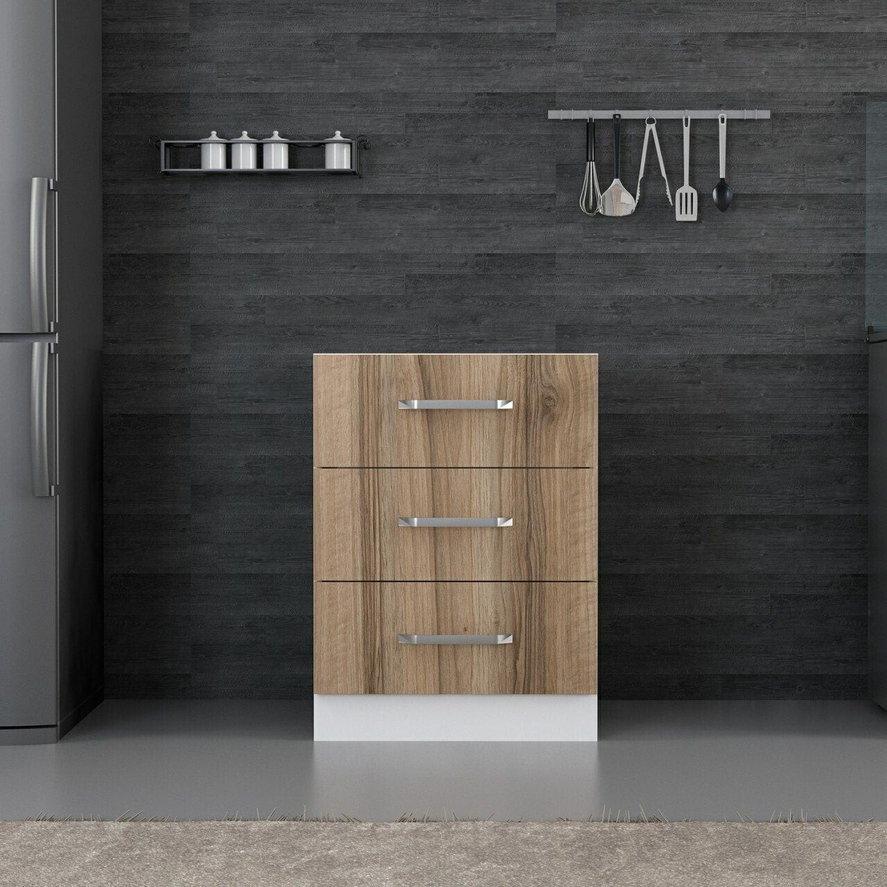 Dulap pentru bucatarie, Hanah Home, Minar, 60x87x58 cm, Alb / Dore — imaginea 2